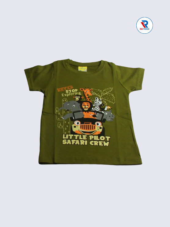 Boys T-Shirt 02-03yrs in Deep Green Color(Front)-RioTrend