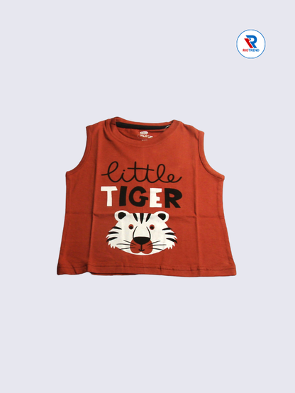 Boys T-Shirt 02 to 10yrs in Brown with Black Color(Front)-RioTrend