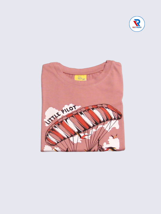 Boys T-Shirt 03 to 08yrs in Coral Pink Color(Folded)-RioTrend