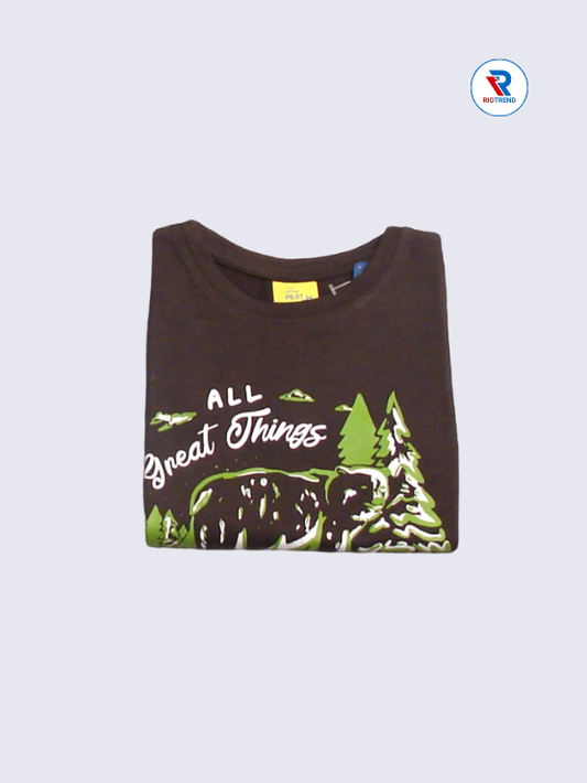 Boys T-Shirt 03 to 10yrs in Dark Burgundy Color(Folded)-RioTrend