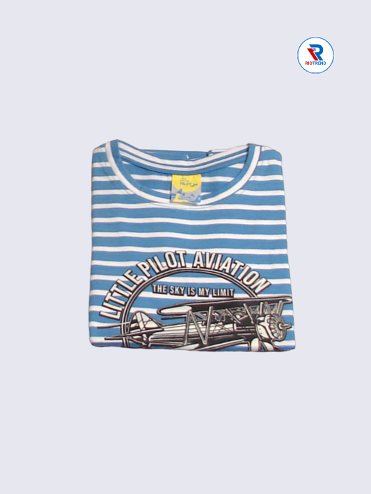 Boys T-Shirt 05 to 08yrs in Cadet Blue Color(Folded)-RioTrend
