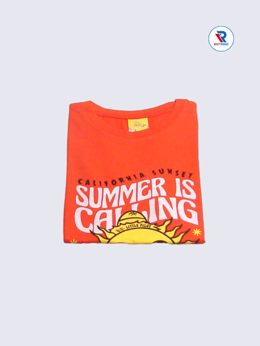 Boys T-Shirt 05 to 14yrs in Red Orange Color(Folded)-RioTrend