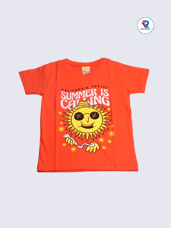 Boys T-Shirt 05 to 14yrs in Red Orange Color(Front)-RioTrend