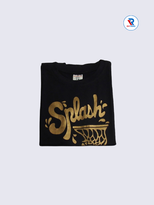Boys T-Shirt 07-08yrs in Black with Gold Color(Folded)-RioTrend