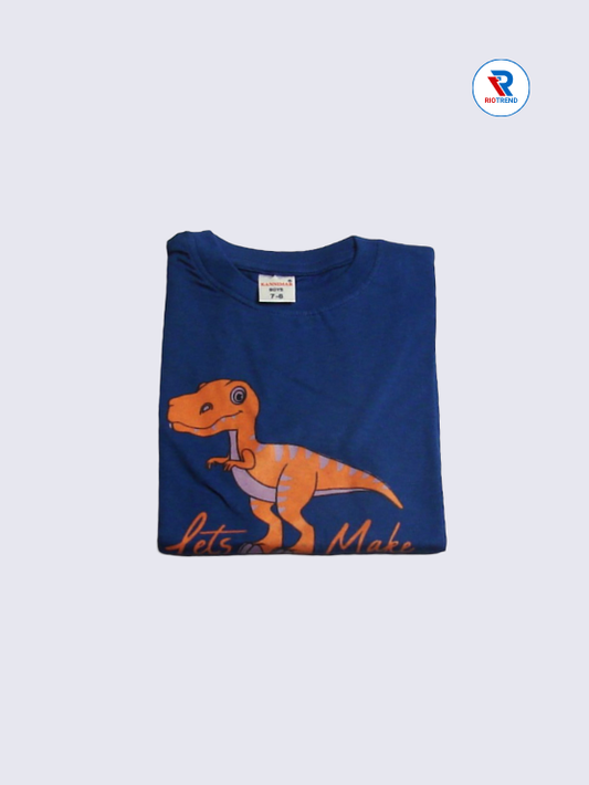 Boys T-Shirt 07-08yrs in Blue with Orange Color(Folded)-RioTrend
