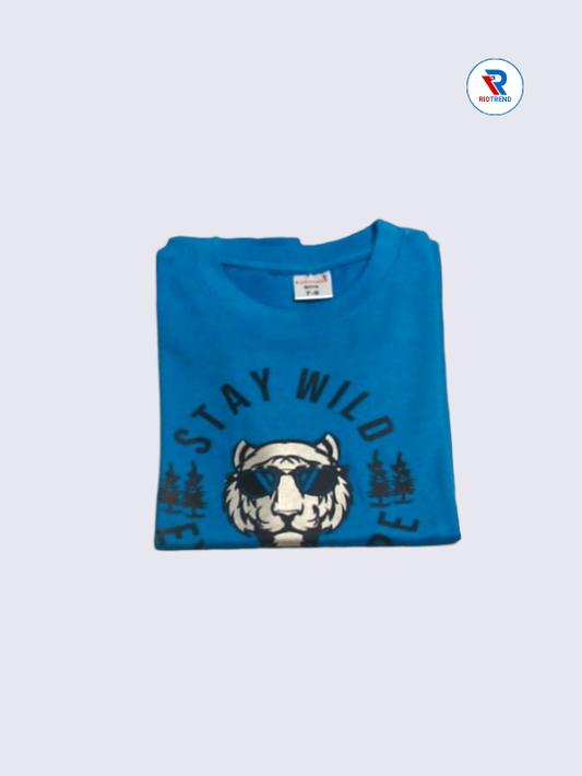Boys T-Shirt 07-08yrs in Blue and White Color(Folded)-RioTrend
