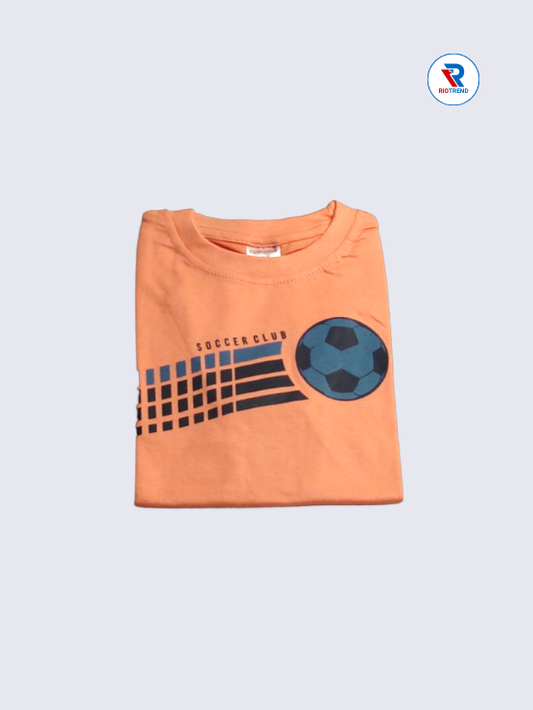 Boys T-Shirt 07-08yrs in Coral with Blue Color(Folded)-RioTrend