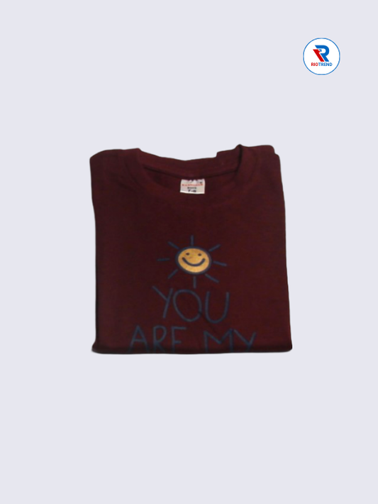 Boys T-Shirt 07-08yrs in Maroon and Yellow Color(Folded)-RioTrend