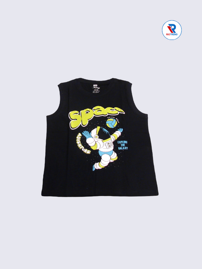 Boys T-Shirt 09-10yrs in Jet Black Color(Front)-RioTrend