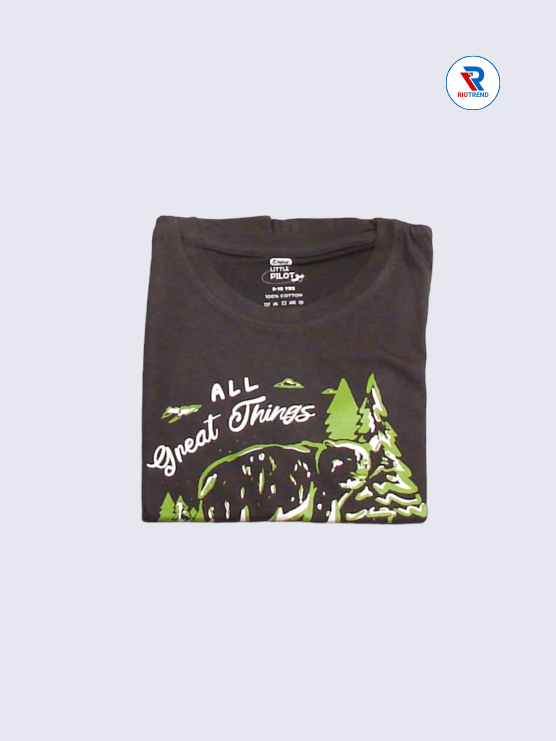 Boys T-Shirt 09-10yrs in Raisin Black Color(Folded)-RioTrend