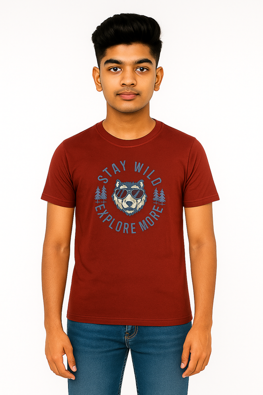 Boys' Cotton Half Sleeve T-Shirt Brown