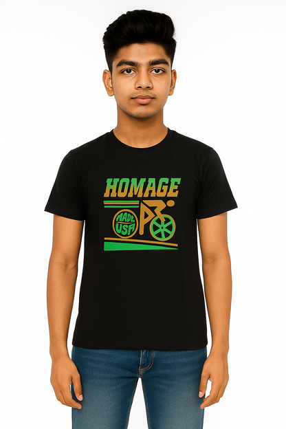 Boys' Cotton Half Sleeve T-Shirt Black & Green