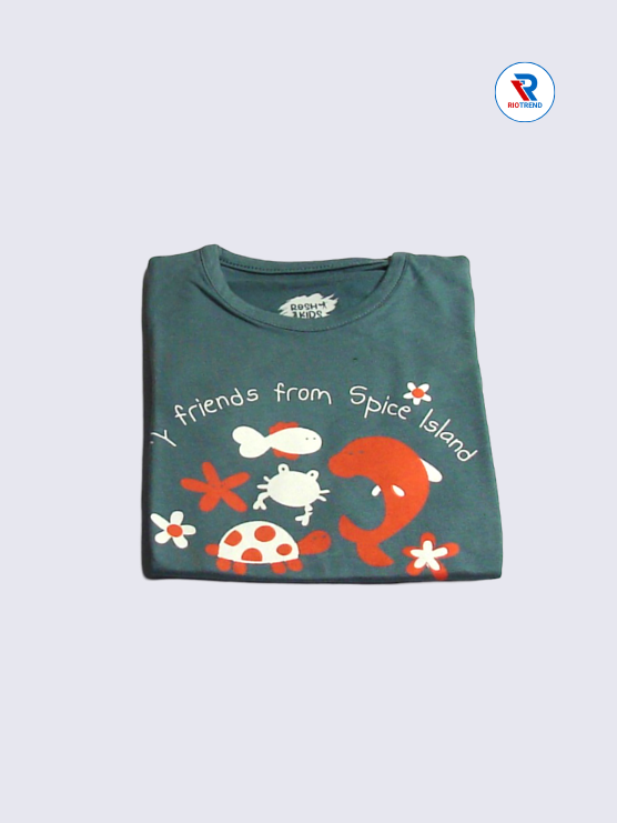 Girls Full Sleeve T-Shirt 02-03yrs in Charcoal Color(Folded)-RioTrend