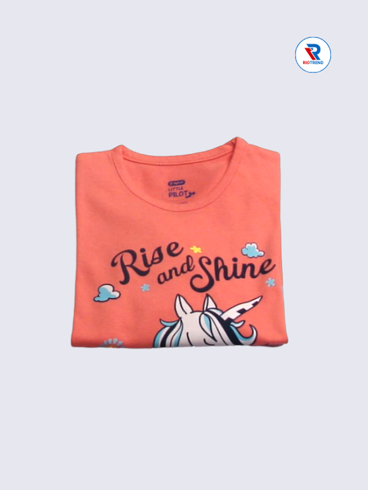Girls Full Sleeve T-Shirt 03-04yrs in Pink Color(Folded)-RioTrend