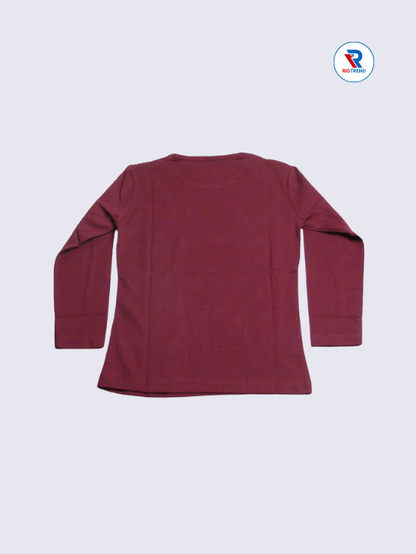 Girls Full Sleeve T-Shirt 05-06yrs in Deep Ruby Color(Back)-RioTrend