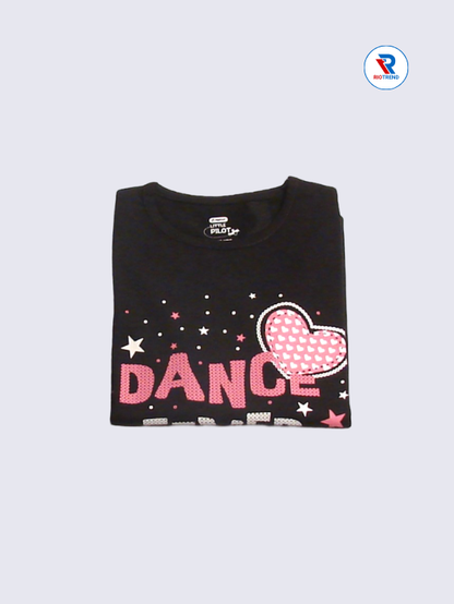 Girls Full Sleeve T-Shirt 09-10yrs in Black Color(Folded)-RioTrend