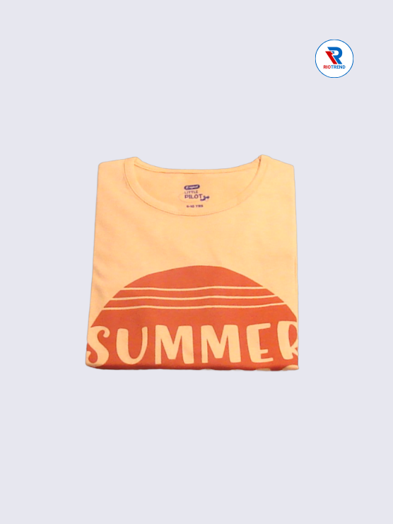 Girls Full Sleeve T-Shirt 09-10yrs in Peach Color(Folded)-RioTrend