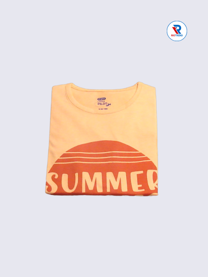 Girls Full Sleeve T-Shirt 09-10yrs in Peach Color(Folded)-RioTrend