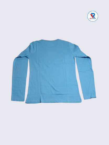 Girls Full Sleeve T-Shirt 11-12yrs in Steel Blue Color(Back)-RioTrend