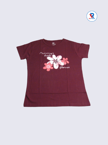 Girls Full Sleeve T-Shirt 13-14yrs in Maroon(Front)-RioTrend