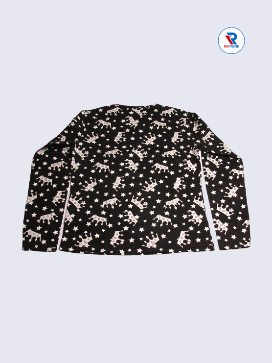 Girls Full Sleeve T-Shirt 15-16yrs in Ebony(Back)-RioTrend