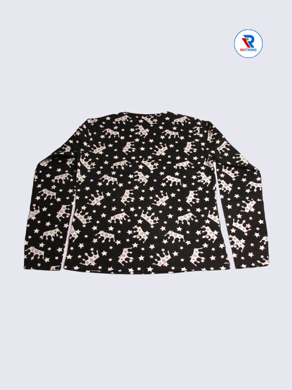 Girls Full Sleeve T-Shirt 15-16yrs in Ebony(Back)-RioTrend