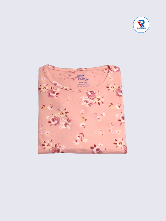 Girls Full Sleeve T-Shirt 15-16yrs in Salmon(Folded)-RioTrend