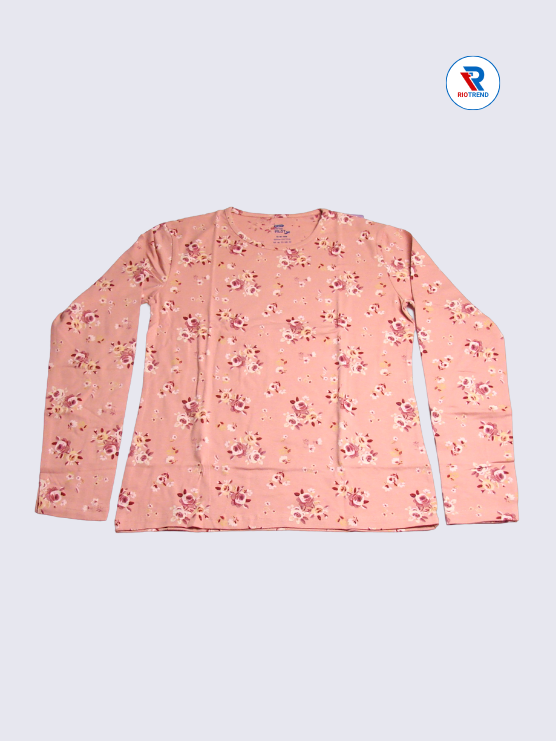 Girls Full Sleeve T-Shirt 15-16yrs in Salmon(Front)-RioTrend