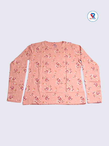 Girls Full Sleeve T-Shirt 15-16yrs in Salmon(Front)-RioTrend