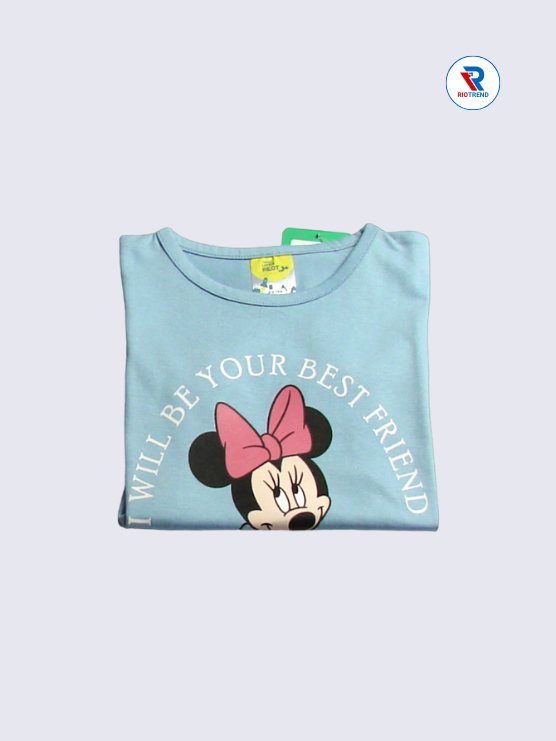 Girls T-Shirt 02-03yrs in Light Blue Color(Folded)-RioTrend