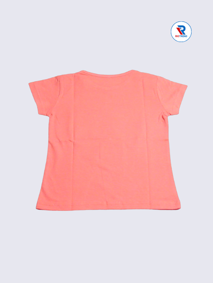 Girls T-Shirt 05-06yrs in Coral Pink Color(Back)-RioTrend