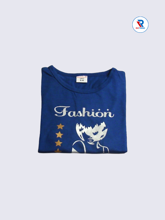 Girls T-Shirt 05 to 08yrs in Blue Color(Folded)-RioTrend