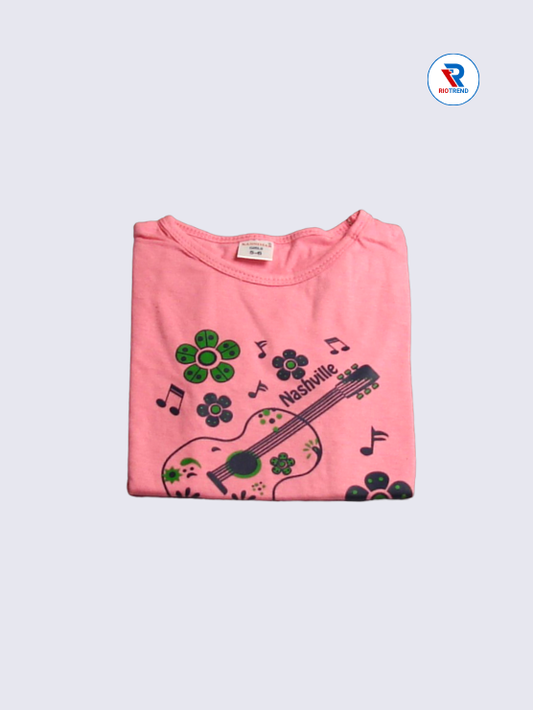 Girls T-Shirt 05 to 08yrs in Pink Color(Folded)-RioTrend