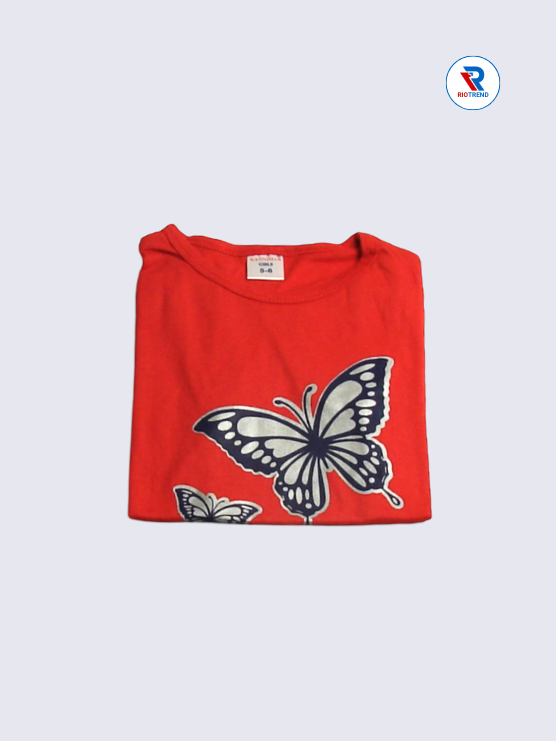 Girls T-Shirt 05 to 08yrs in Red Color(Folded)-RioTrend