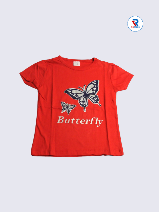 Girls T-Shirt 05 to 08yrs in Red Color(Front)-RioTrend