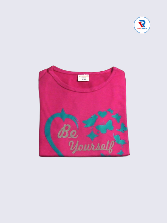 Girls T-Shirt 05 to 08yrs in Violet Color(Folded)-RioTrend