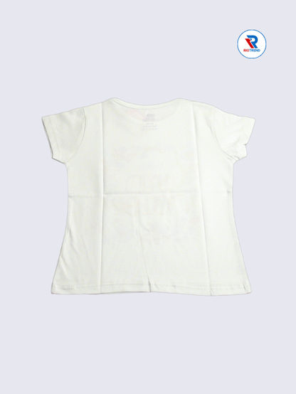 Girls T-Shirt 05 to 12yrs in Off White Color(Back)-RioTrend