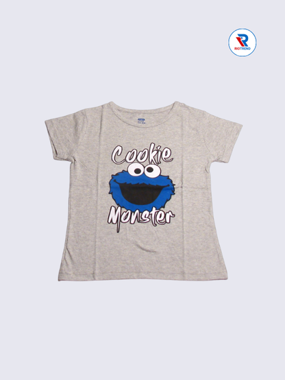 Girls T-Shirt 05 to 14yrs in Ash Gray Color(Front)-RioTrend
