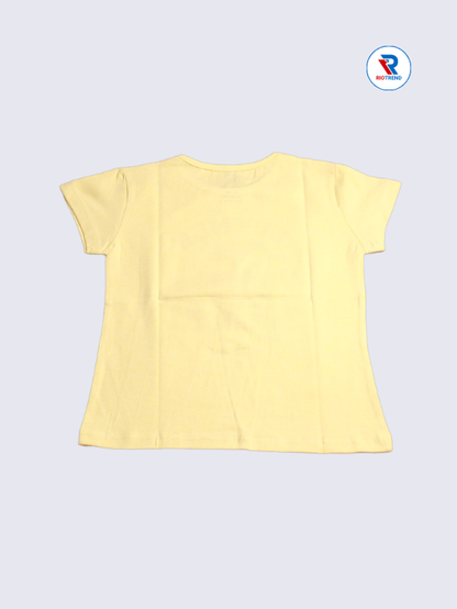 Girls T-Shirt 05 to 14yrs in Pale Yellow Color(Back)-RioTrend