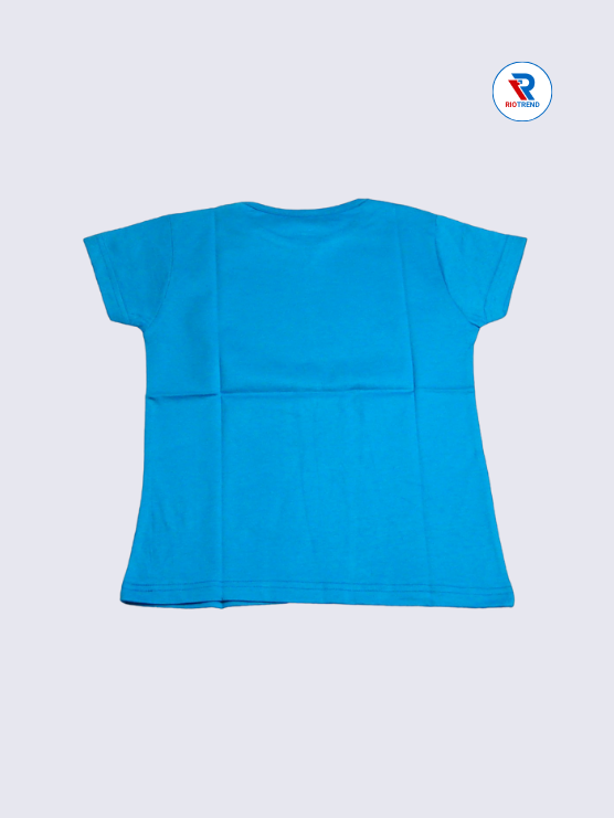 Girls T-Shirt 07-08yrs in Cerulean Blue Color(Back)-RioTrend