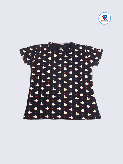 Girls T-Shirt 07-08yrs in Charcoal Color(Front)-RioTrend