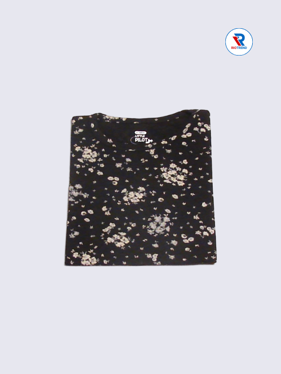 Girls T-Shirt 07-08yrs in Raisin Black Color(Folded)-RioTrend