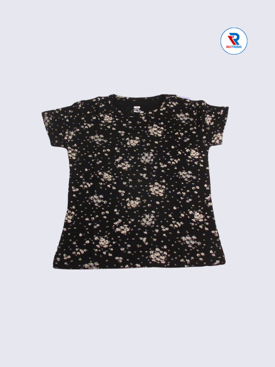 Girls T-Shirt 07-08yrs in Raisin Black Color(Front)-RioTrend