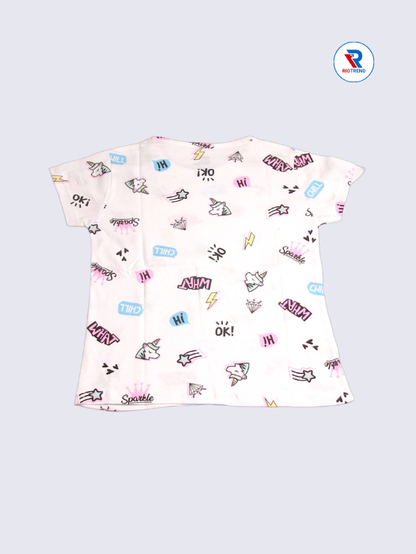 Girls T-Shirt 07-08yrs in White Color(Back)-RioTrend