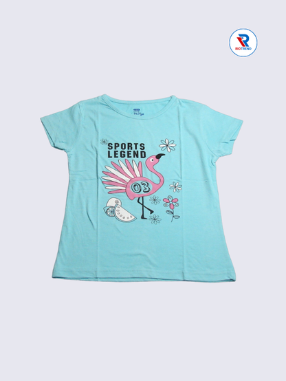 Girls T-Shirt 09-10yrs in Light Cyan(Front)-RioTrend