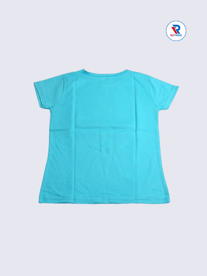 Girls Full Sleeve T-Shirt 09-10yrs in Turquoise Color(Back)-RioTrend