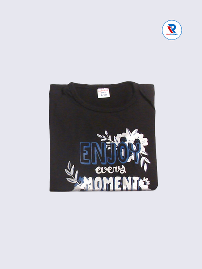 Girls T-Shirt 09 to 12yrs in Black Color(Folded)-RioTrend