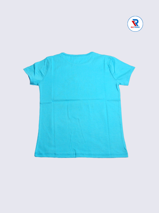 Girls T-Shirt 09 to 12yrs in Cyan Color(Back)-RioTrend