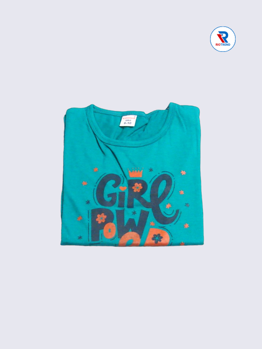 Girls T-Shirt 09 to 12yrs in Dark Green Color(Folded)-RioTrend