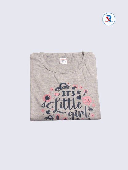 Girls T-Shirt 09 to 12yrs in Gray Color(Folded)-RioTrend